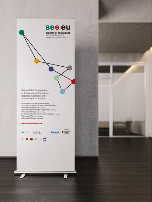 see eu Cluster of Excellence in European and International Law Europainstitut Saarland Corporate Design Roll-Up Universität