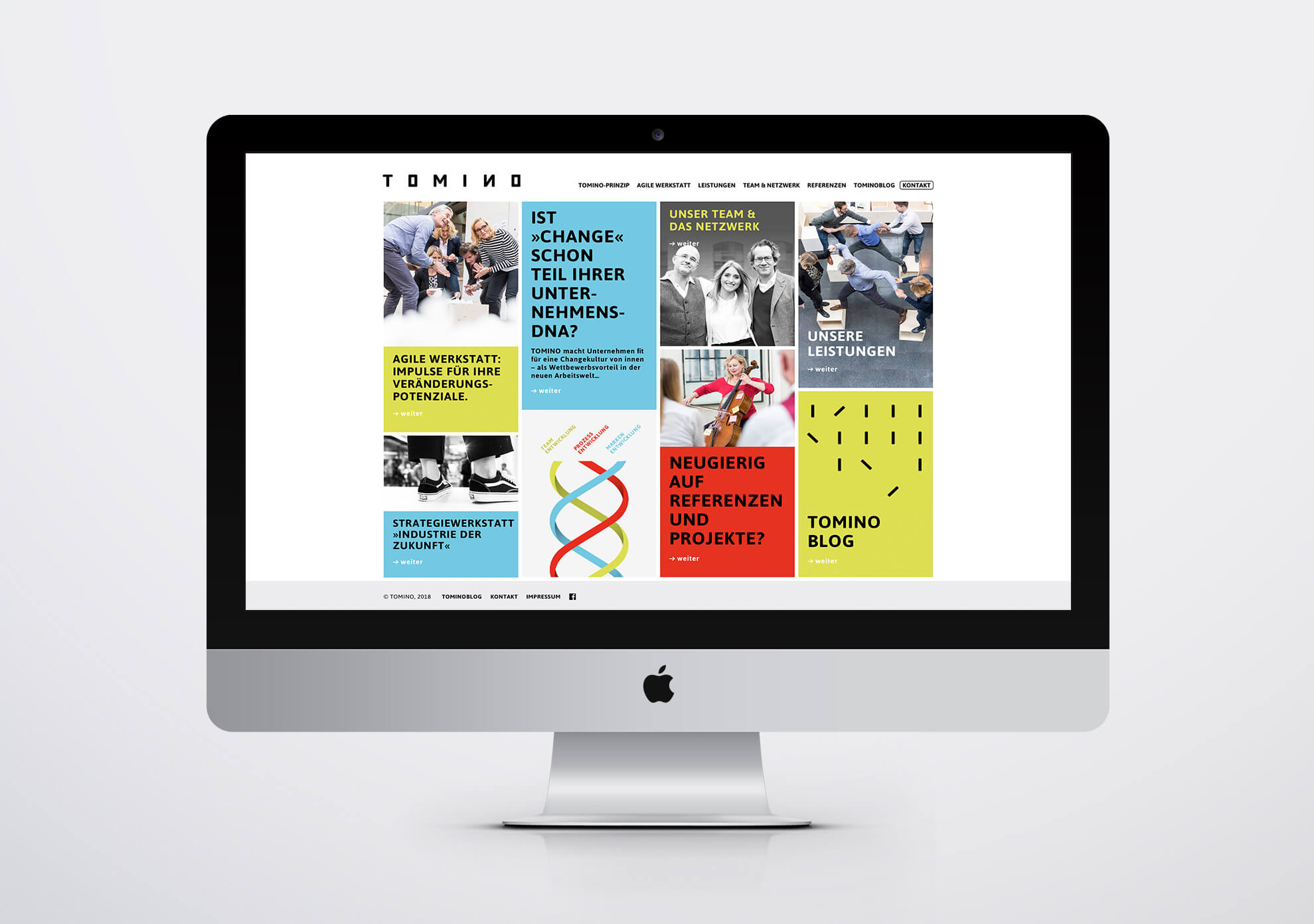Tomino Beratung Corporate Design Website Homepage auf iMac
