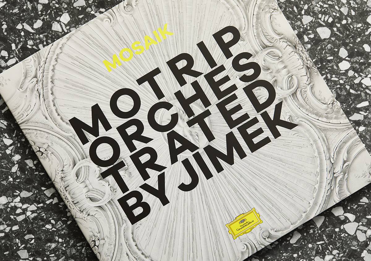 Mosaik motrip orchestrated by jimek album artwork konzerthaus Album Cover auf Mosaik-Oberflaeche Vinylcover gedreht angeschnitten