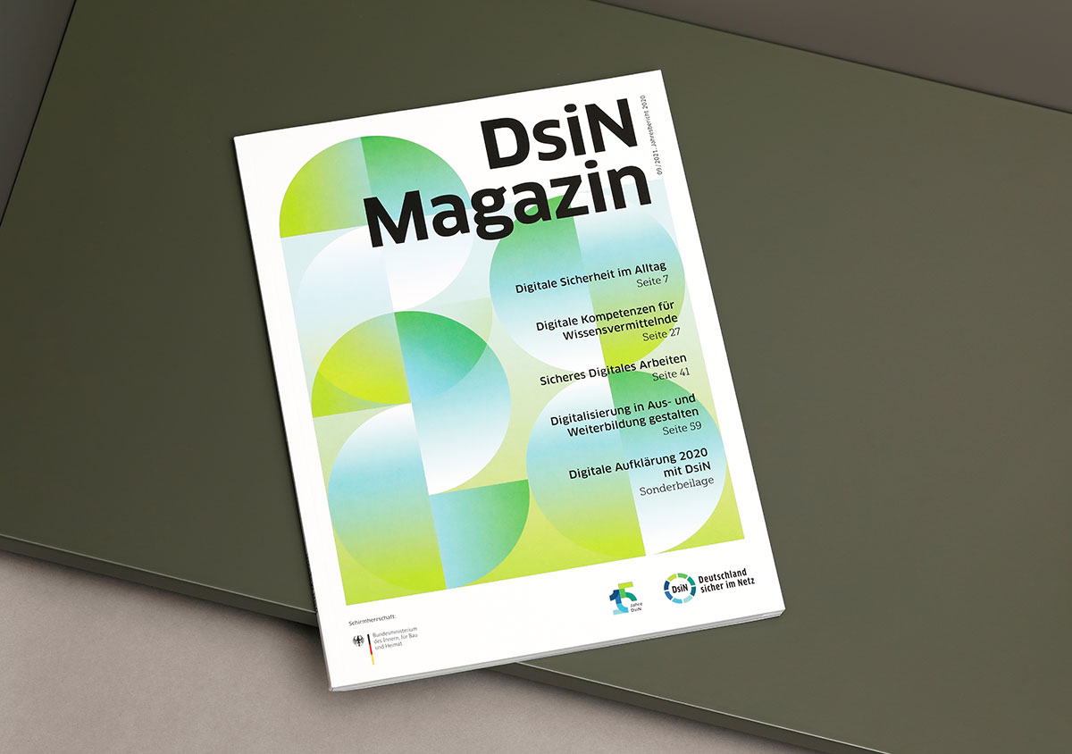 Deutschland sicher im Netz e.V. (DsiN) Cover des DsiN-Magazins mit abstrakter Jahreszahl 2020