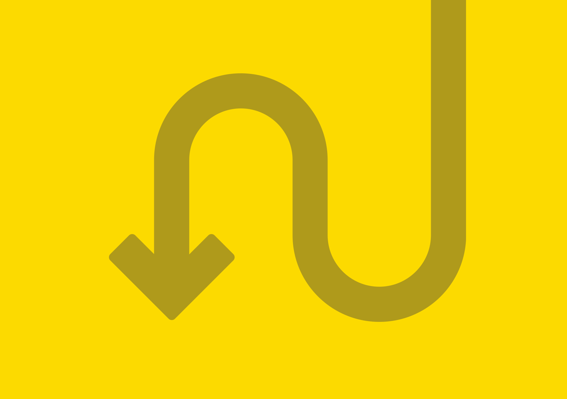 iFü Digitalführerschein Corporate Design Geschwungener Pfeil in gold auf gelbem Hintergrund 